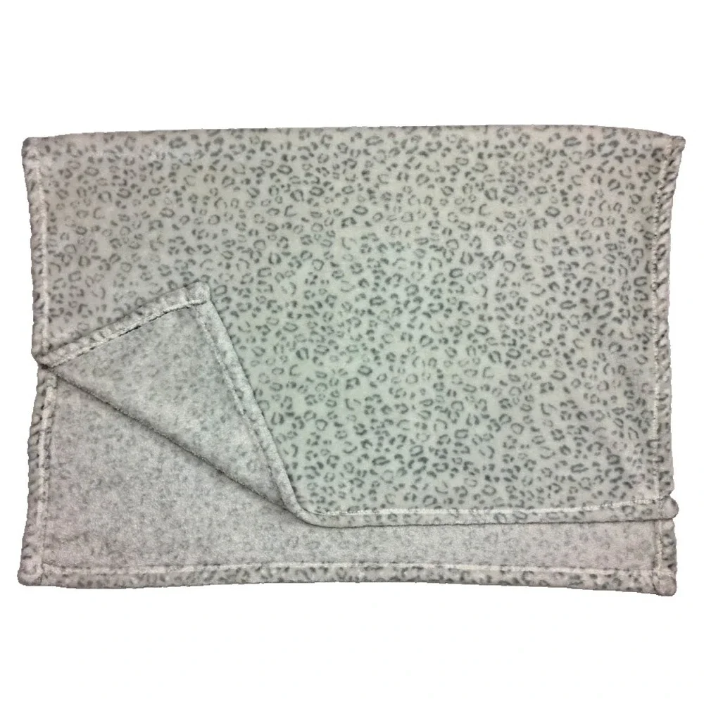Baby Starters Gray‎ Leopard Print Blanket Snow White Beige Soft Fleece Lovey
